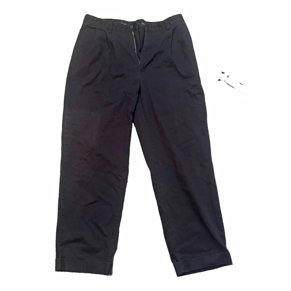 Polo Ralph Lauren Hammond Chino Men’s Black Pleated Cuffed Cotton Pants 34x30